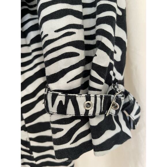 Lane Bryant Trench Coat Women’s Plus 14/16W 3/4 Sleeve Zebra Print Cotton Light - Picture 4 of 9